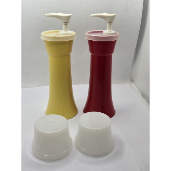 Tupperware Ketchup Mustard Hourglass Pump Dispenser Container #871-10 Vtg - Picture 12 of 15